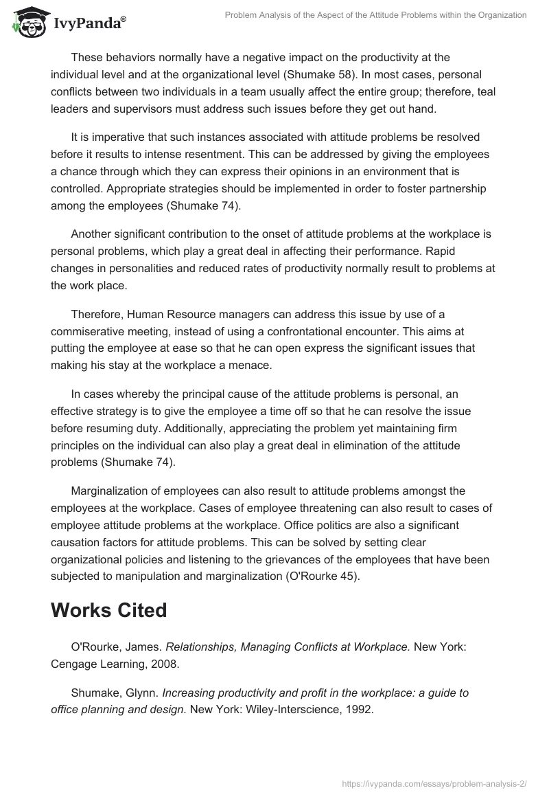 Problem Analysis of the Aspect of the Attitude Problems within the Organization. Page 2
