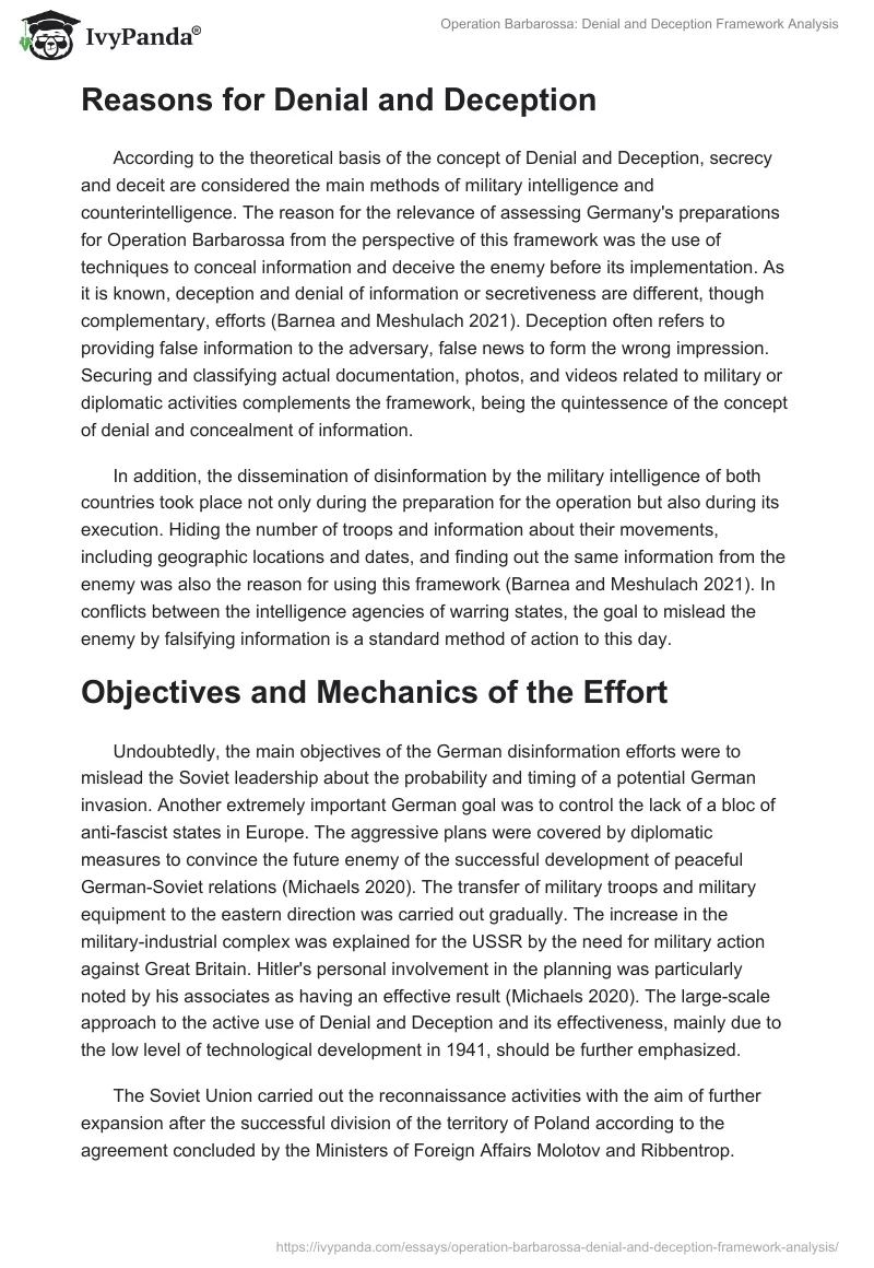 Operation Barbarossa: Denial and Deception Framework Analysis. Page 4