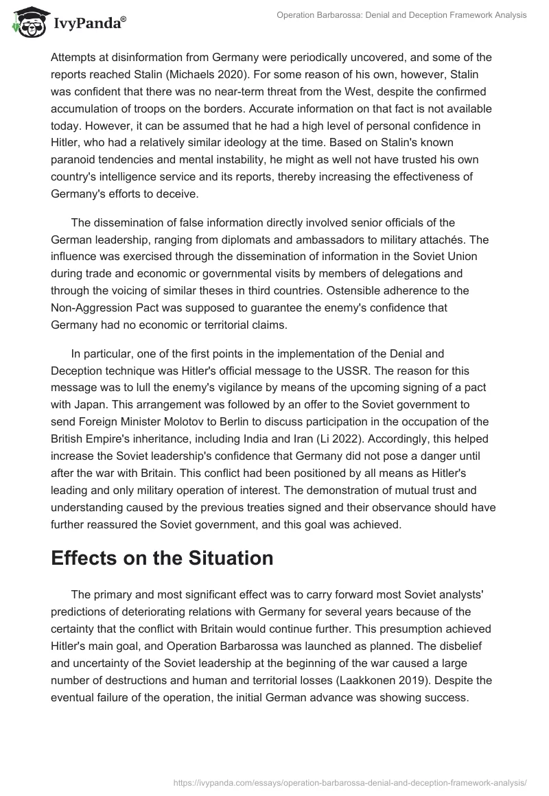 Operation Barbarossa: Denial and Deception Framework Analysis. Page 5