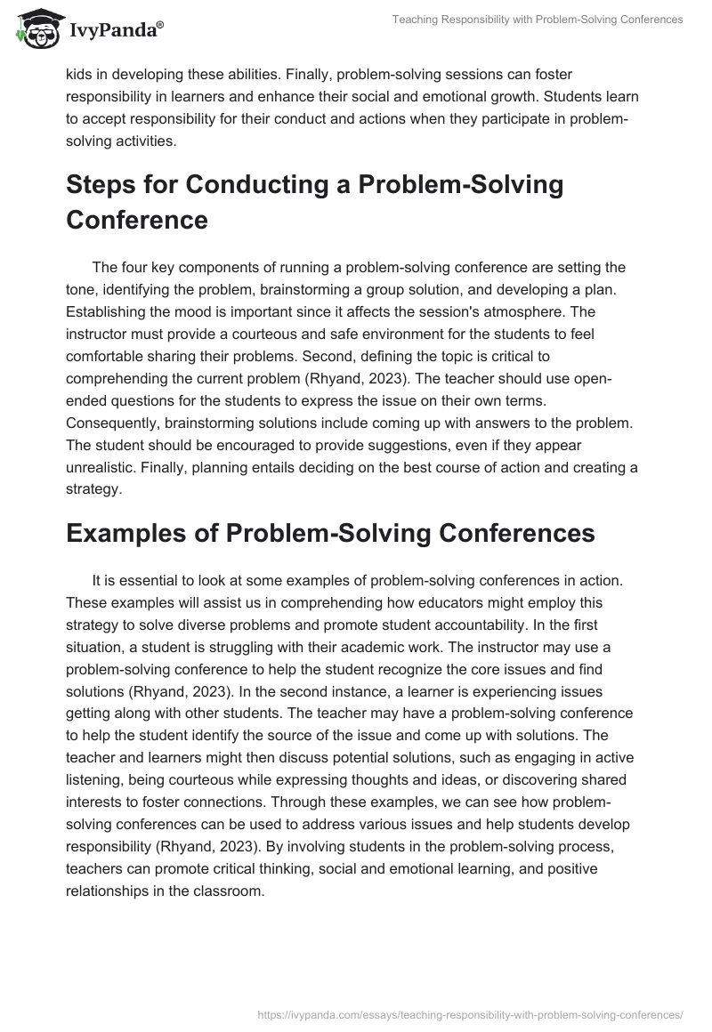 Teaching Responsibility with Problem-Solving Conferences. Page 2