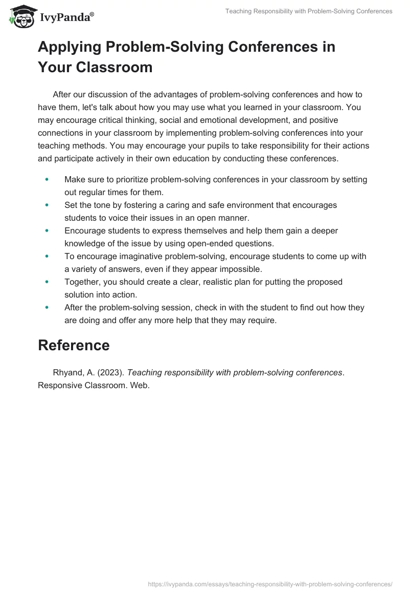 Teaching Responsibility with Problem-Solving Conferences. Page 3