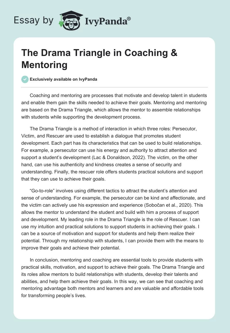 The Drama Triangle in Coaching & Mentoring. Page 1