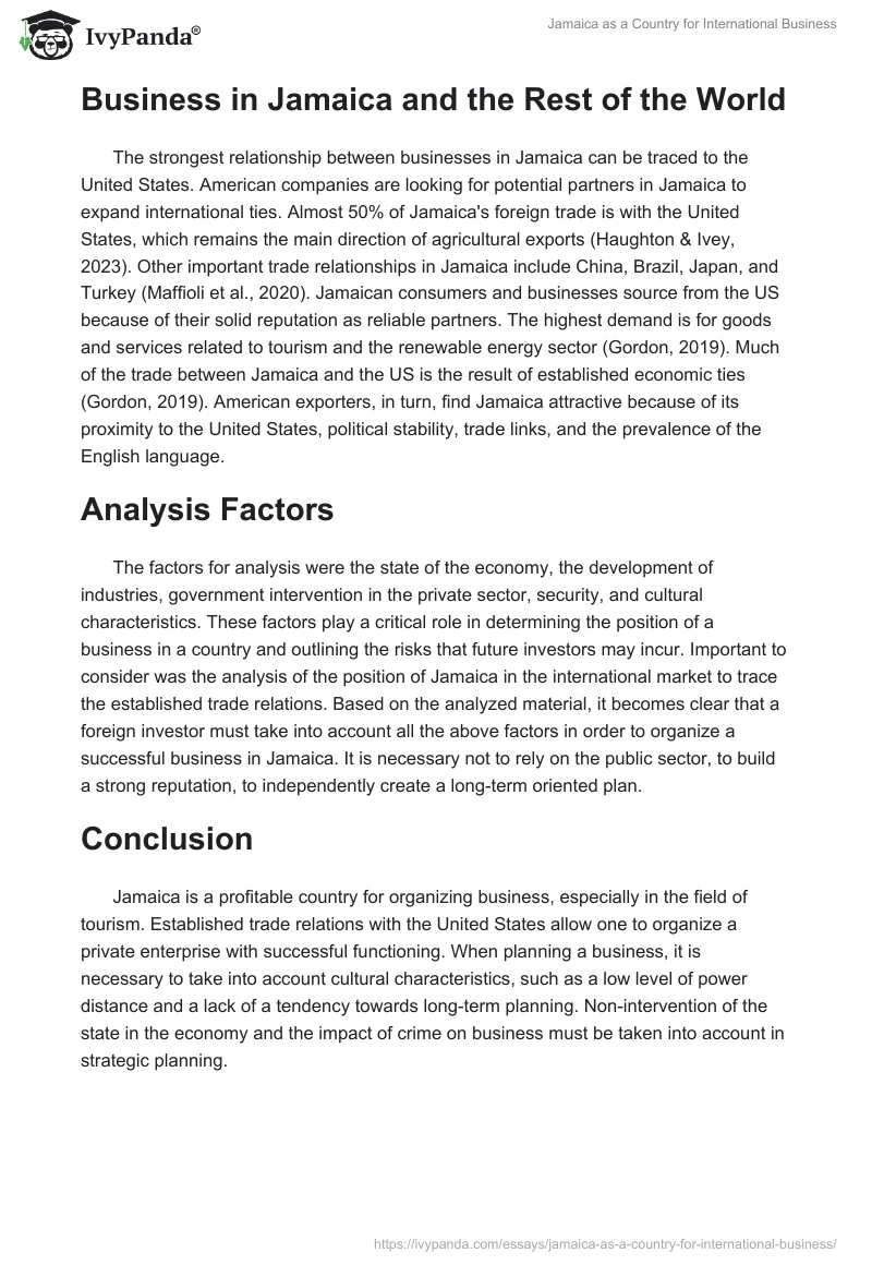 Jamaica as a Country for International Business. Page 4