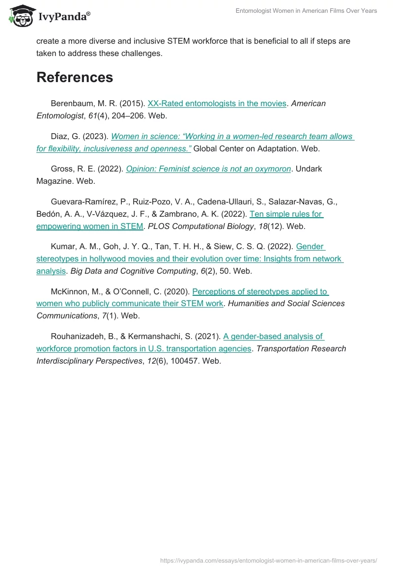 Entomologist Women in American Films Over Years. Page 4