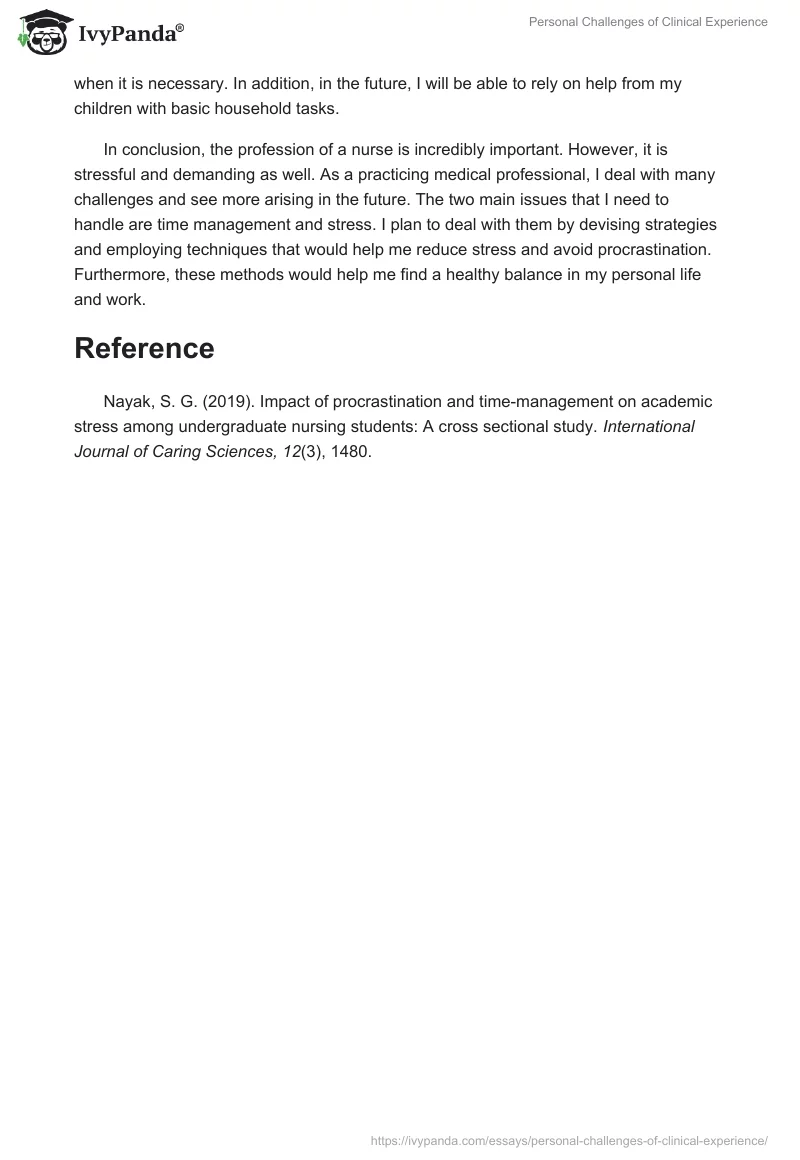 Personal Challenges of Clinical Experience. Page 2