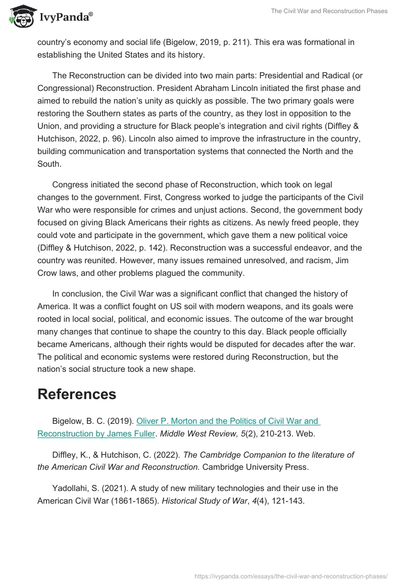 The Civil War and Reconstruction Phases. Page 2