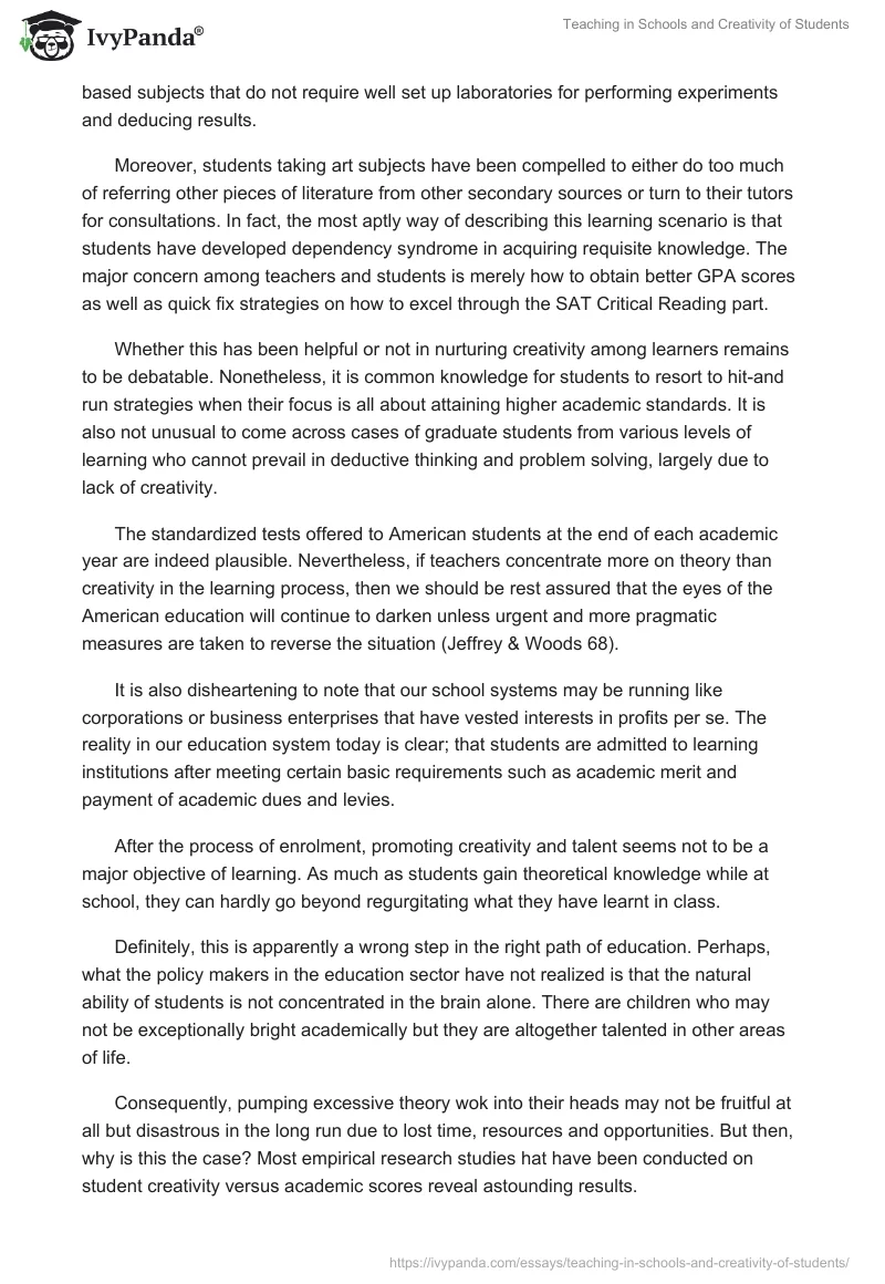 Teaching in Schools and Creativity of Students. Page 2