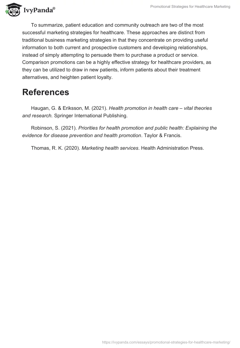 Promotional Strategies for Healthcare Marketing. Page 2