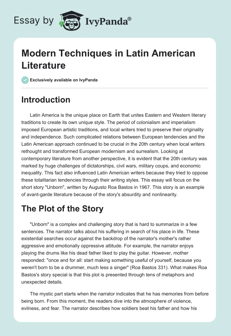 "Modern" Techniques in Latin American Literature. Page 1