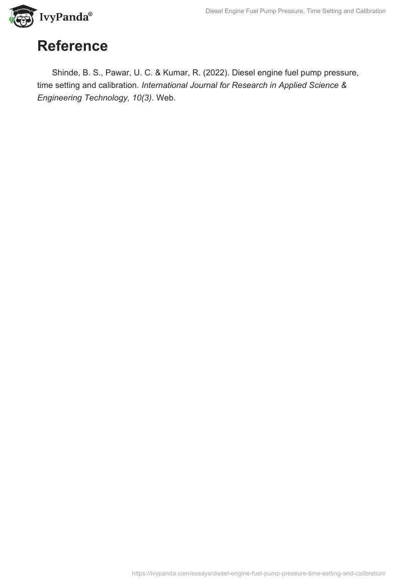 Diesel Engine Fuel Pump Pressure, Time Setting and Calibration. Page 2