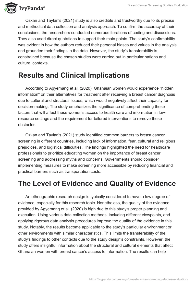 Breast Cancer Screening Studies Evaluation. Page 3