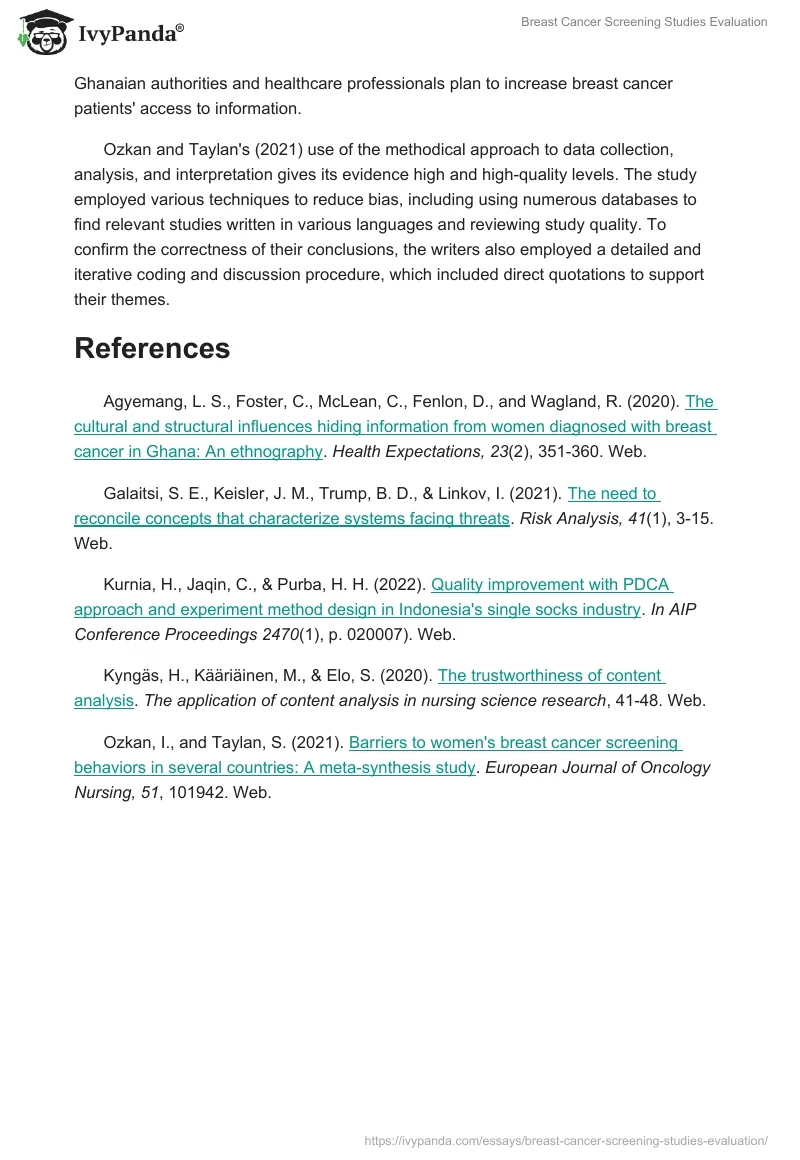 Breast Cancer Screening Studies Evaluation. Page 4