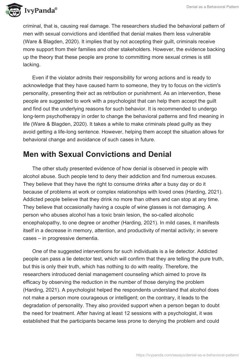 Denial as a Behavioral Pattern. Page 3