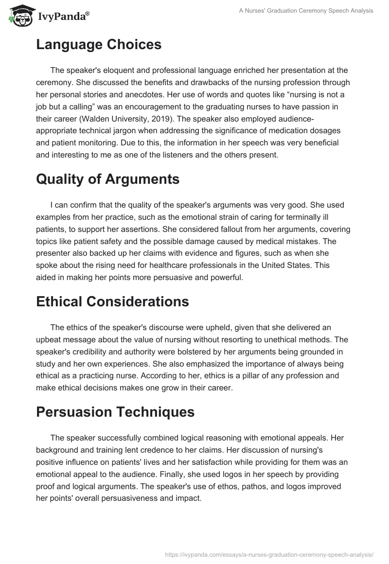 A Nurses' Graduation Ceremony Speech Analysis. Page 2