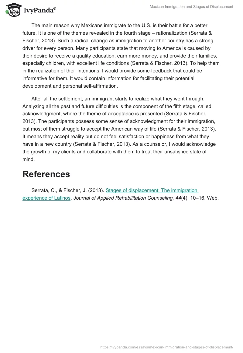 Mexican Immigration and Stages of Displacement. Page 2