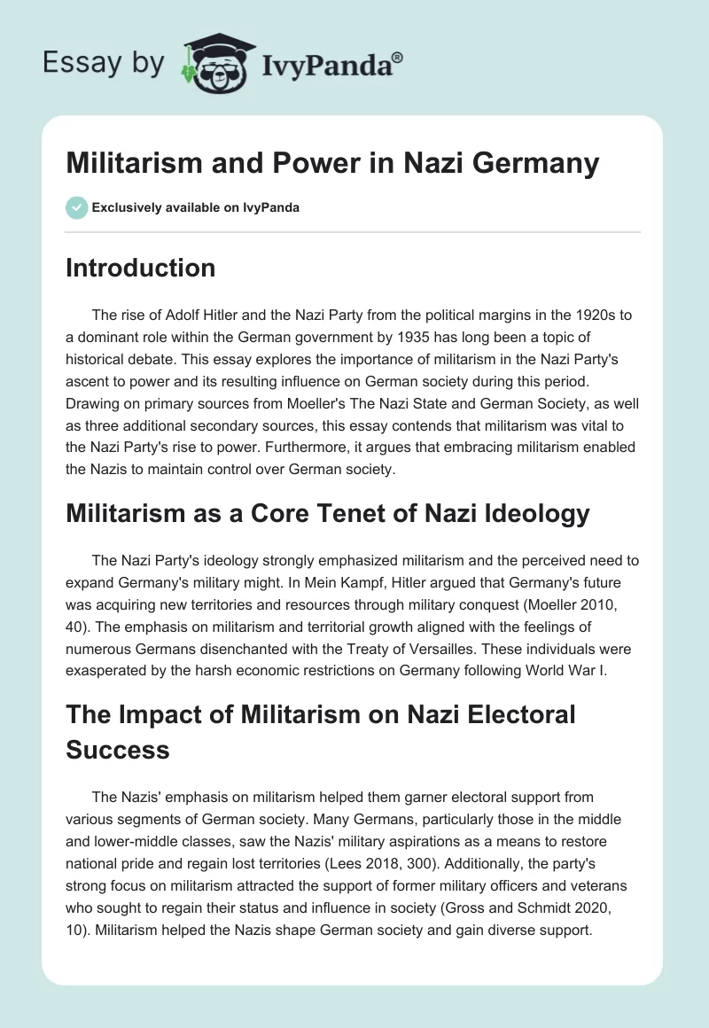 Militarism and Power in Nazi Germany. Page 1