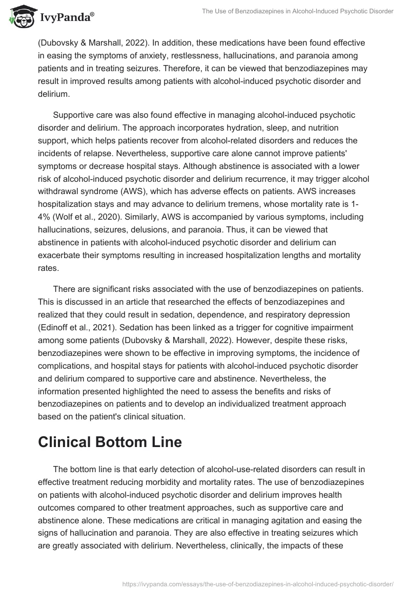 The Use of Benzodiazepines in Alcohol-Induced Psychotic Disorder. Page 2