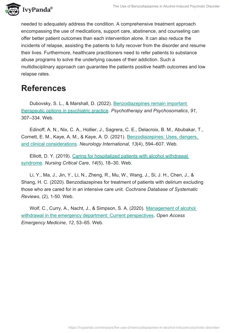 The Use of Benzodiazepines in Alcohol-Induced Psychotic Disorder. Page 4