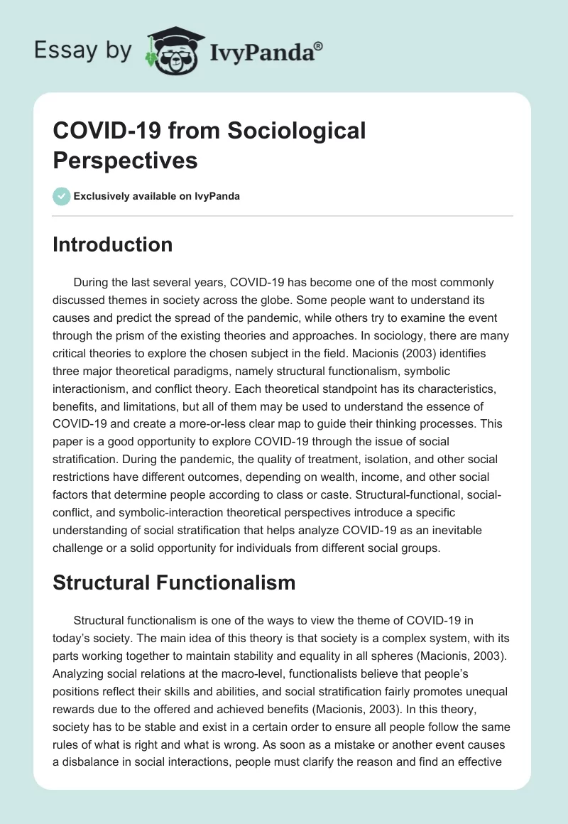 COVID-19 from Sociological Perspectives. Page 1