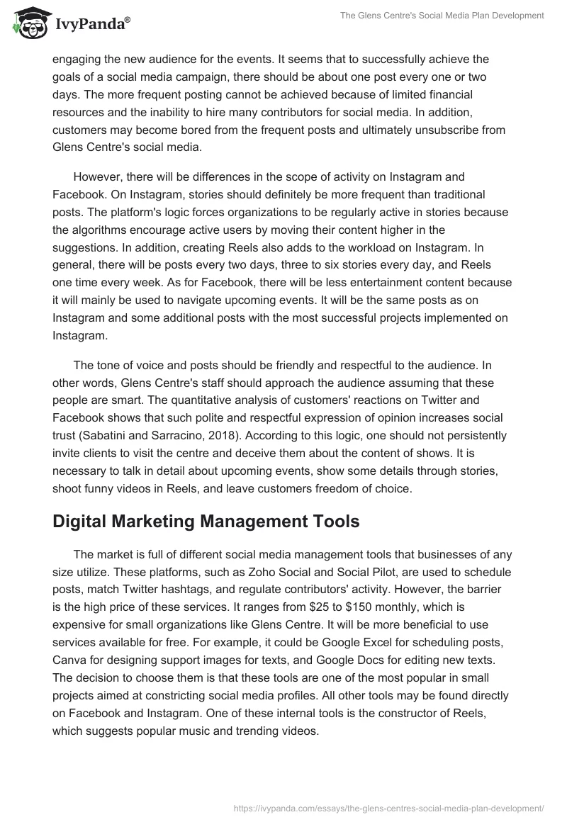 The Glens Centre's Social Media Plan Development. Page 4