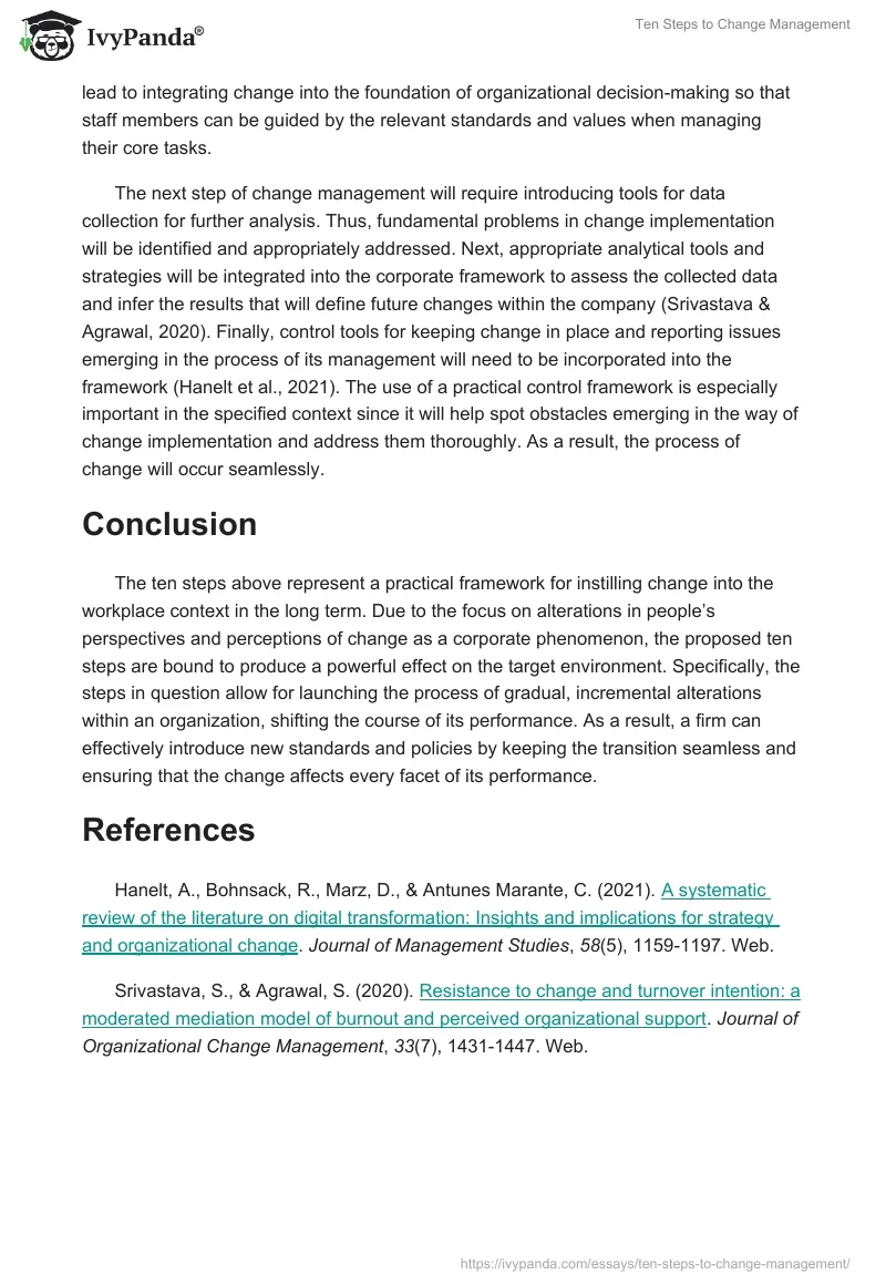 Ten Steps to Change Management. Page 2