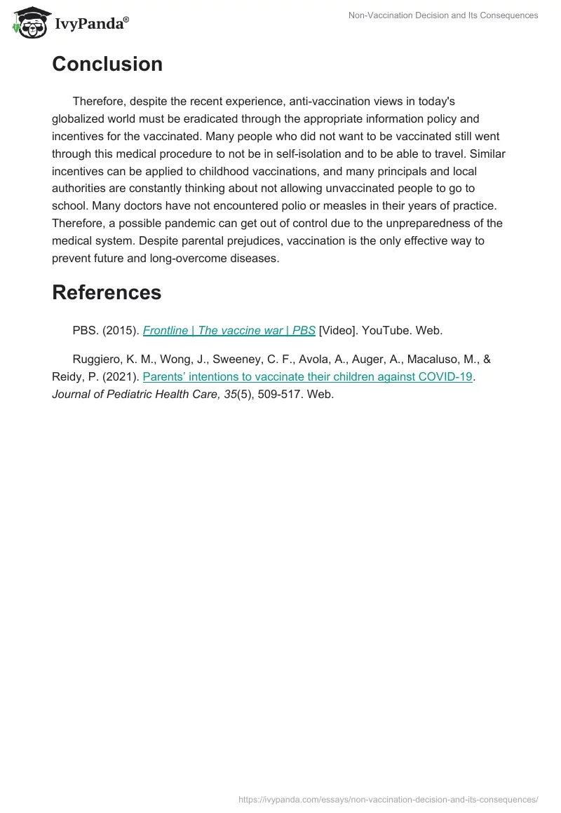 Non-Vaccination Decision and Its Consequences. Page 2