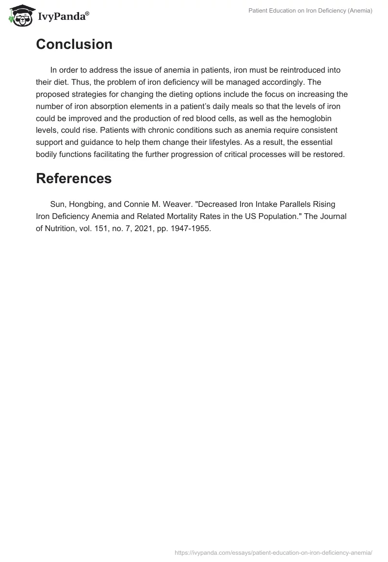 Patient Education on Iron Deficiency (Anemia). Page 2