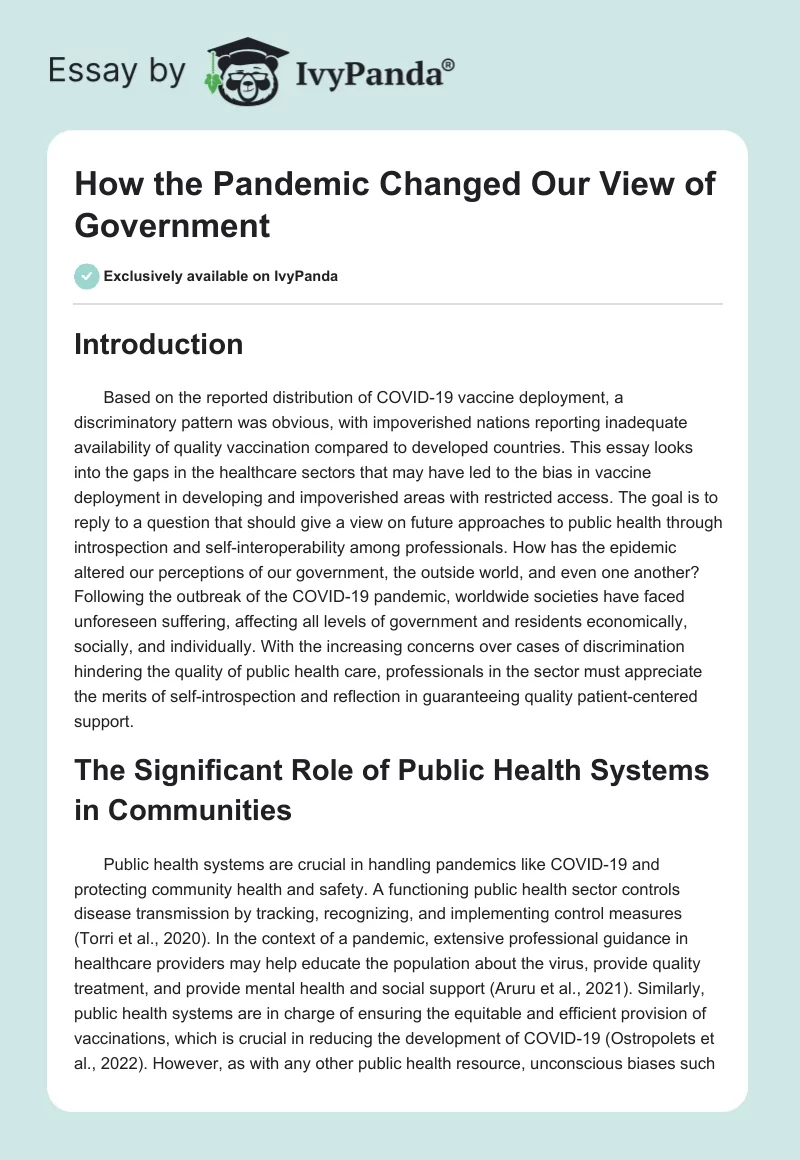 How the Pandemic Changed Our View of Government. Page 1