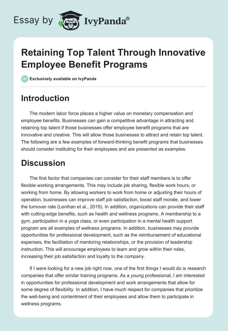 Retaining Top Talent Through Innovative Employee Benefit Programs. Page 1