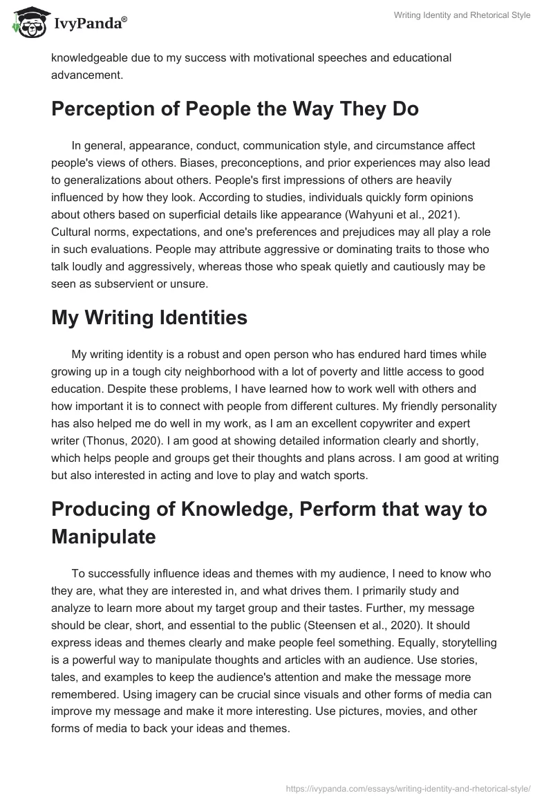 Writing Identity and Rhetorical Style. Page 3