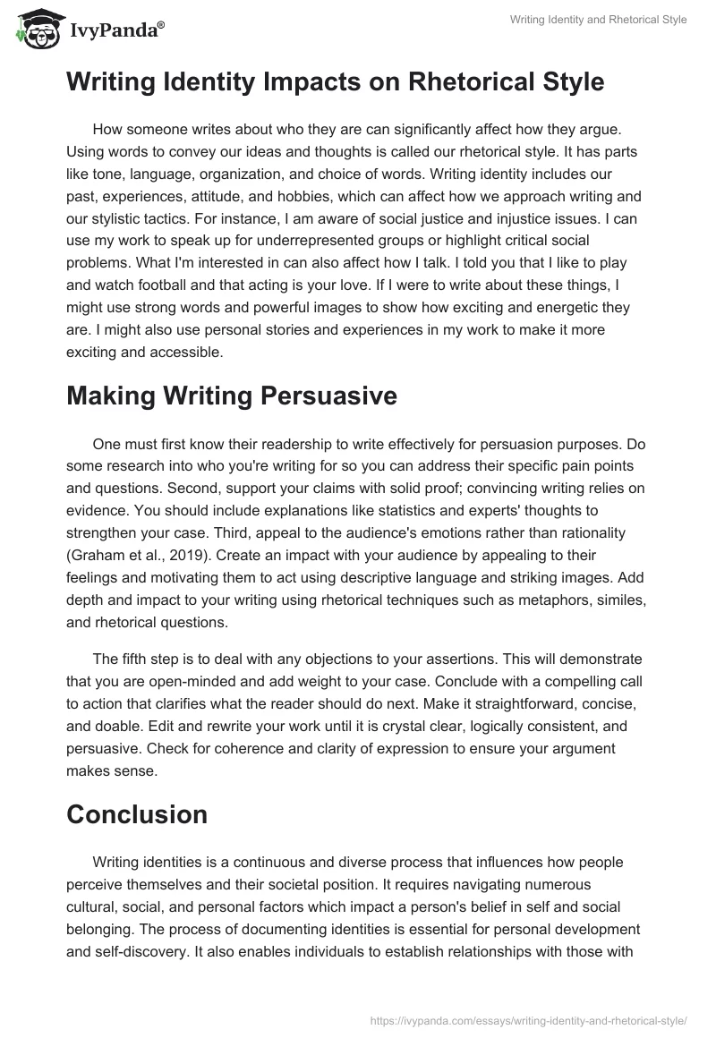 Writing Identity and Rhetorical Style. Page 4