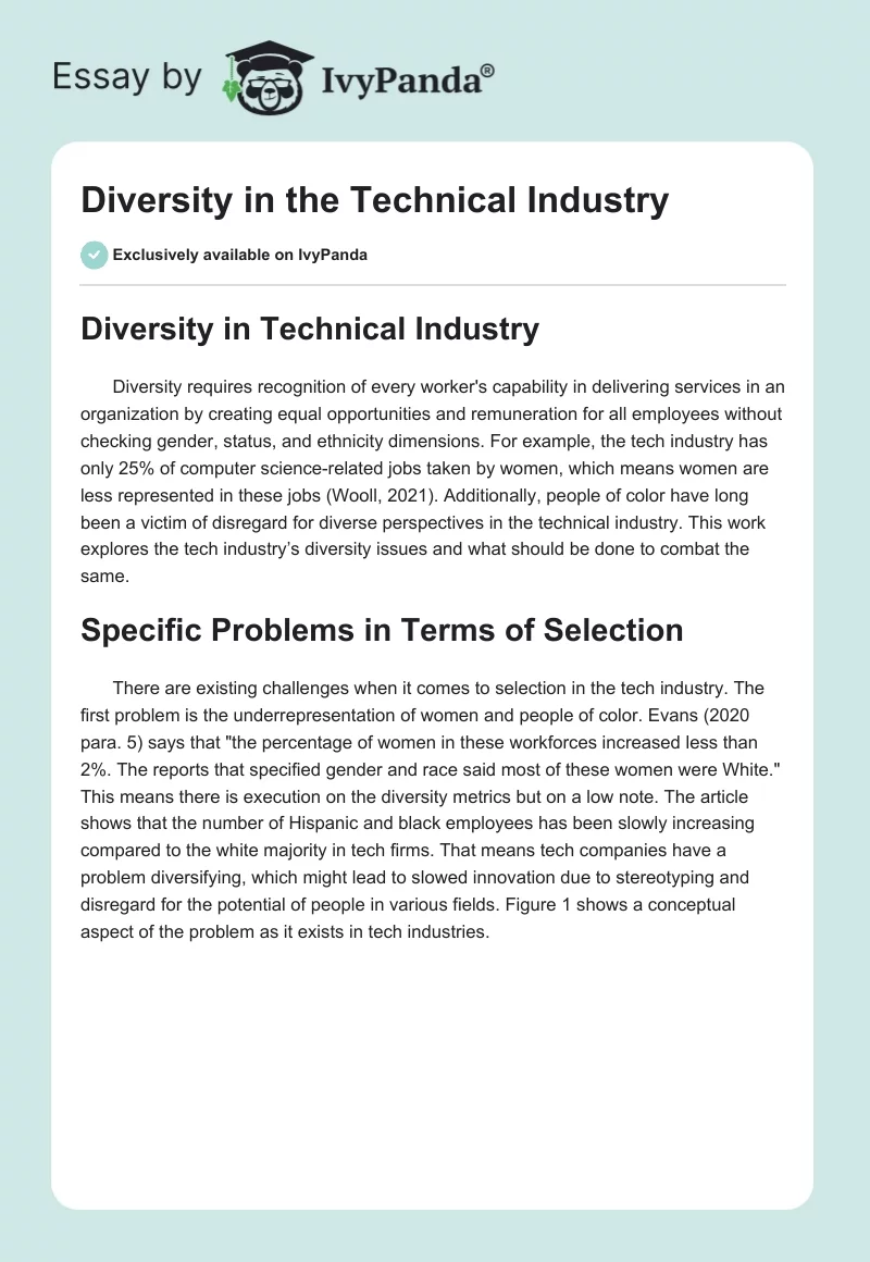 Diversity in the Technical Industry. Page 1