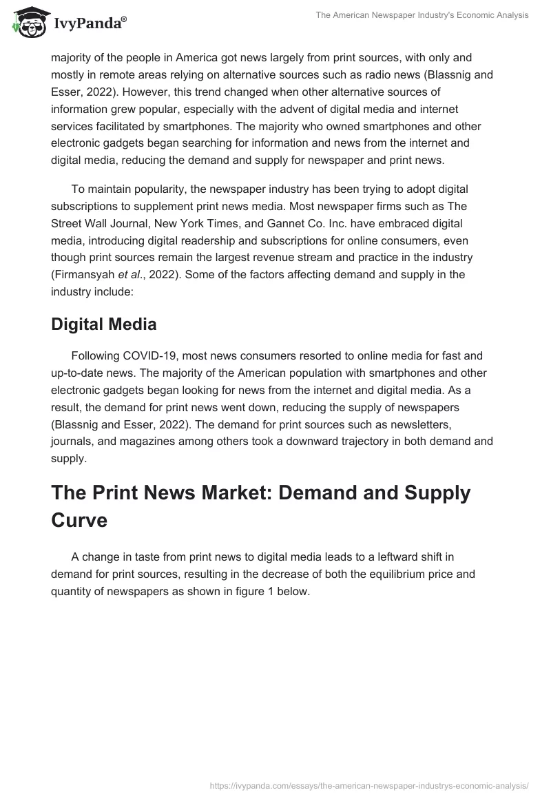 The American Newspaper Industry's Economic Analysis. Page 2