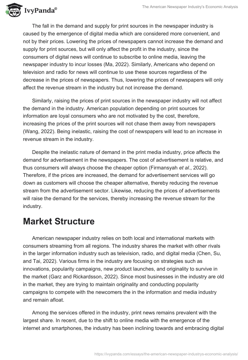 The American Newspaper Industry's Economic Analysis. Page 4