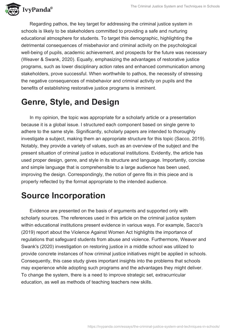 The Criminal Justice System and Techniques in Schools. Page 2