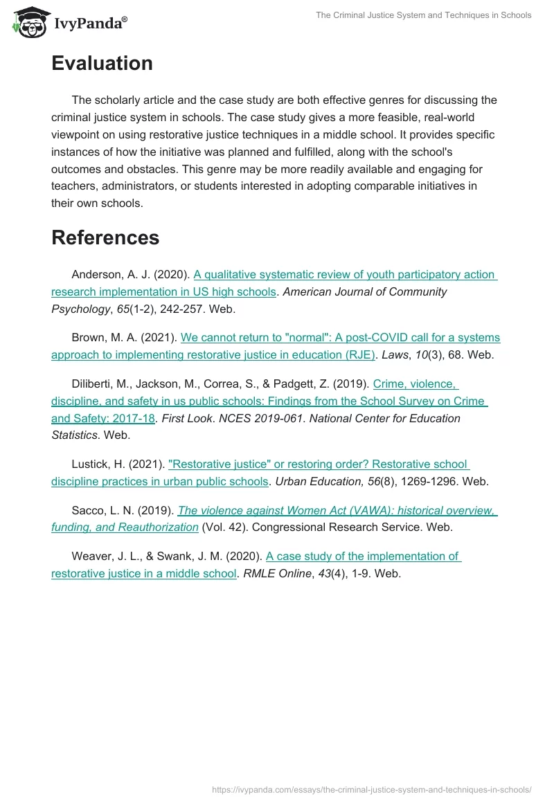 The Criminal Justice System and Techniques in Schools. Page 3