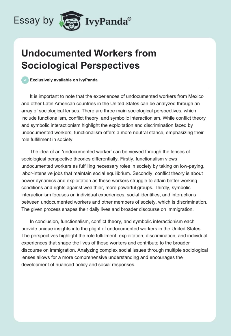 Undocumented Workers from Sociological Perspectives. Page 1