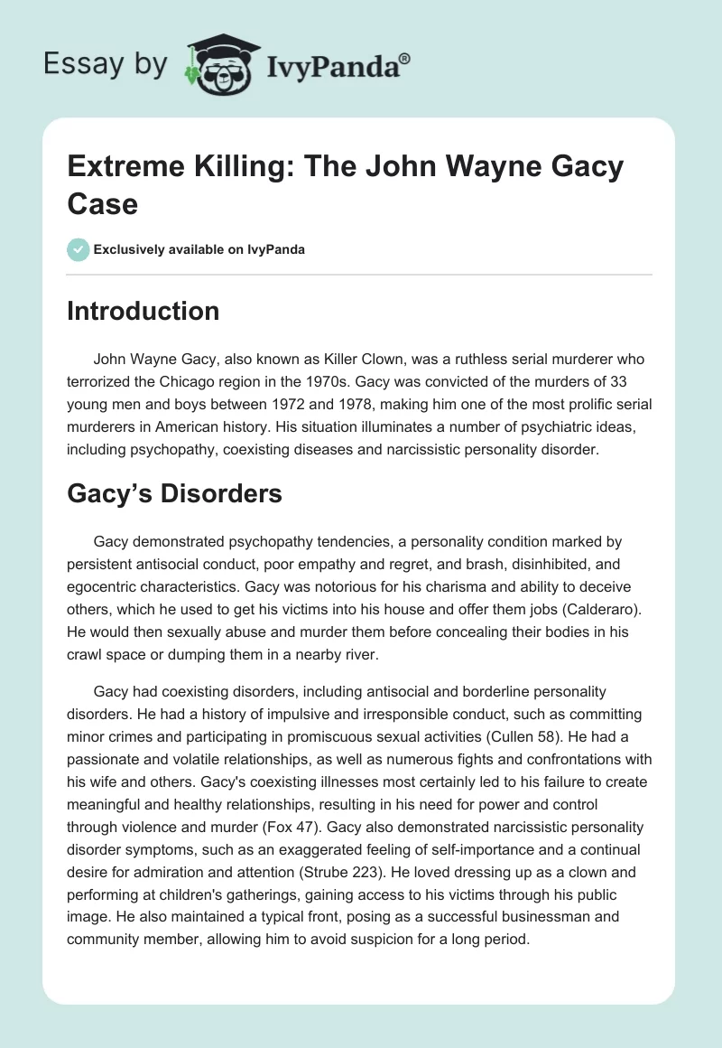 Extreme Killing: The John Wayne Gacy Case. Page 1