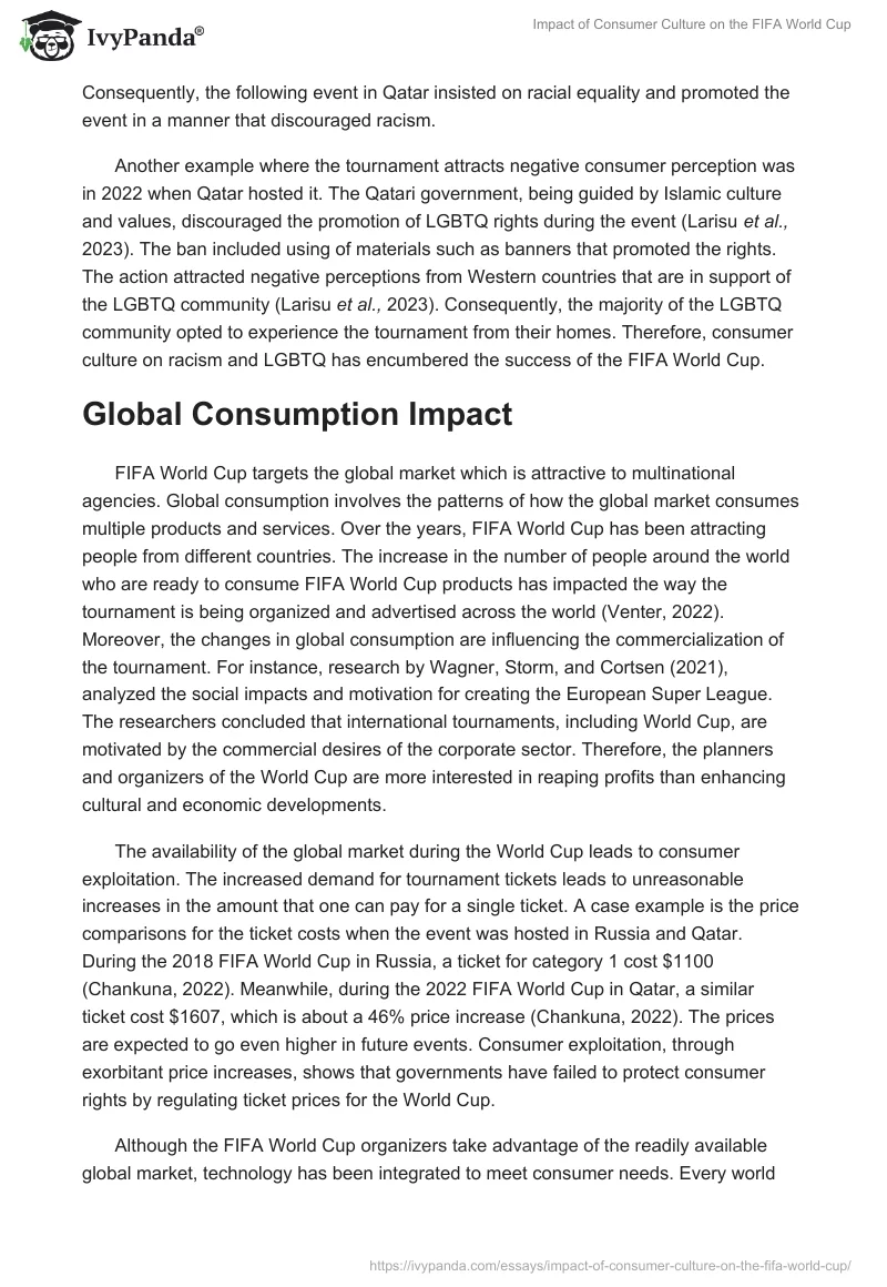 Impact of Consumer Culture on the FIFA World Cup. Page 2