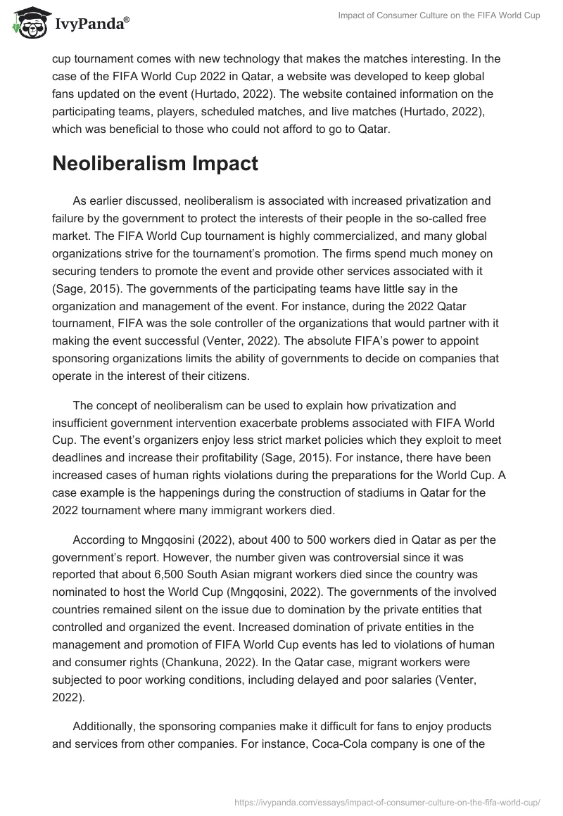 Impact of Consumer Culture on the FIFA World Cup. Page 3