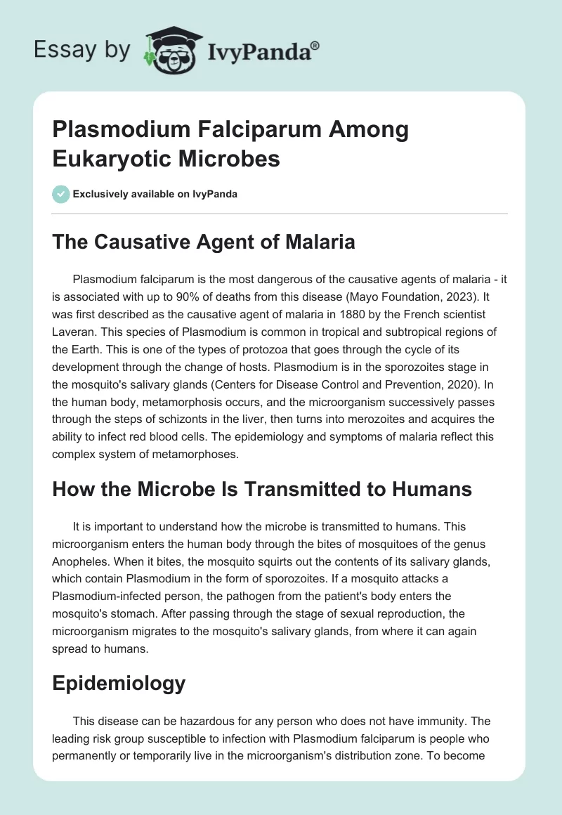 Plasmodium Falciparum Among Eukaryotic Microbes. Page 1