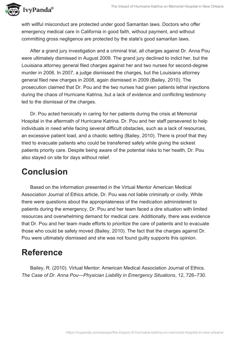 The Impact of Hurricane Katrina on Memorial Hospital in New Orleans. Page 2