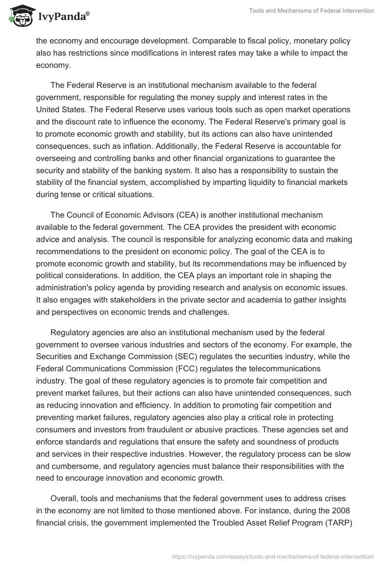 Tools and Mechanisms of Federal Intervention. Page 2