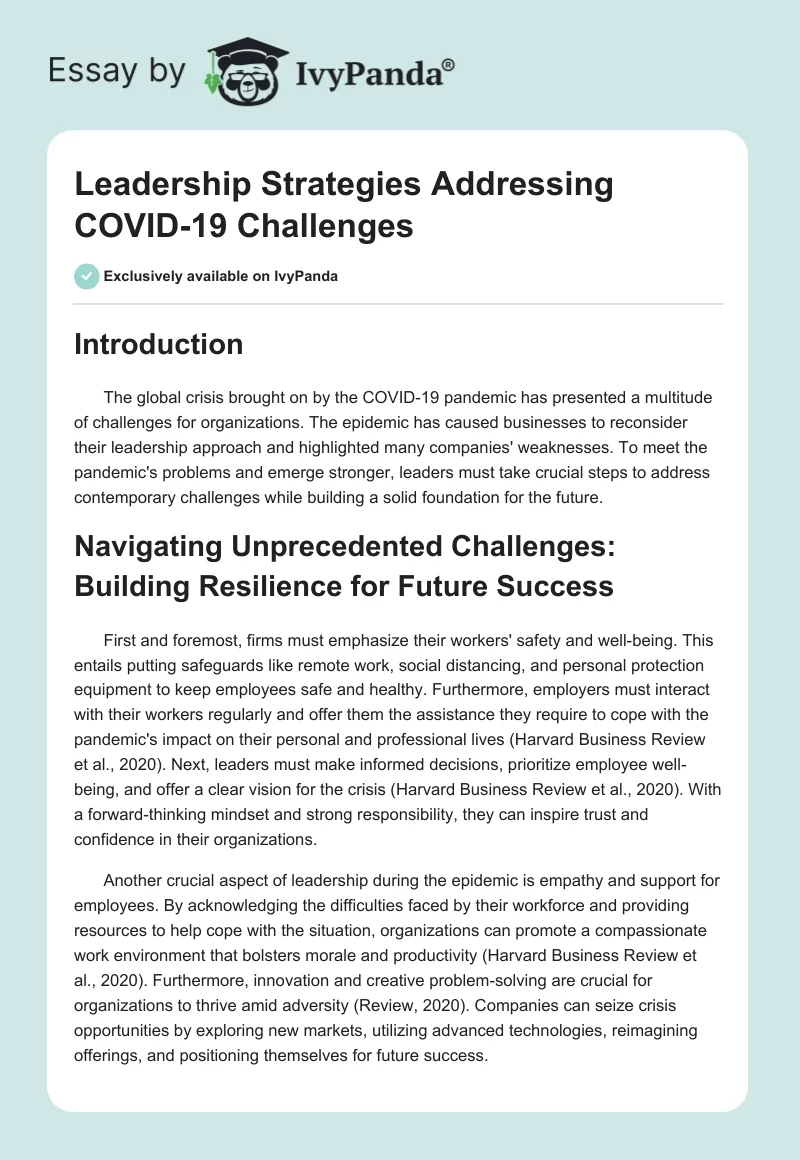 Leadership Strategies Addressing COVID-19 Challenges. Page 1