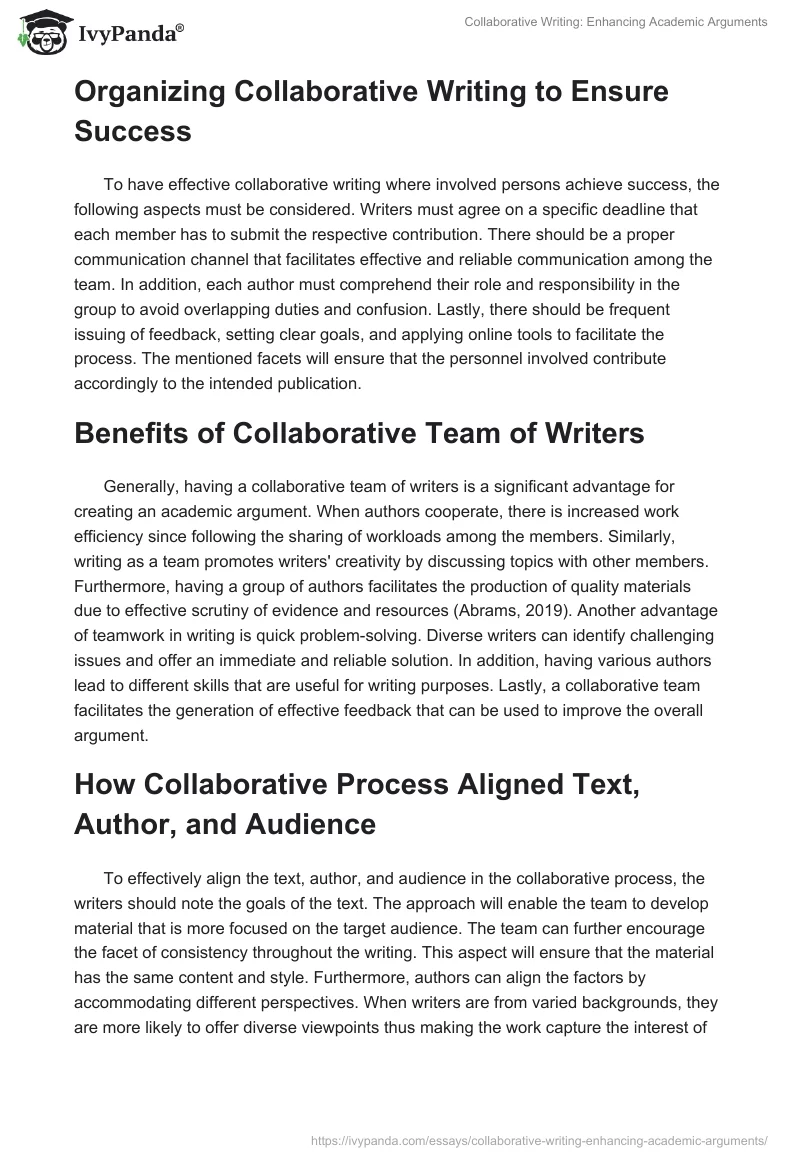 Collaborative Writing: Enhancing Academic Arguments. Page 2