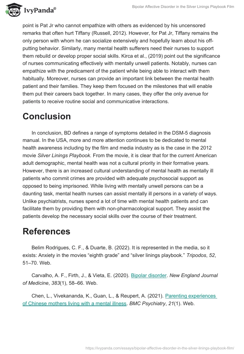 Bipolar Affective Disorder in the Silver Linings Playbook Film. Page 5