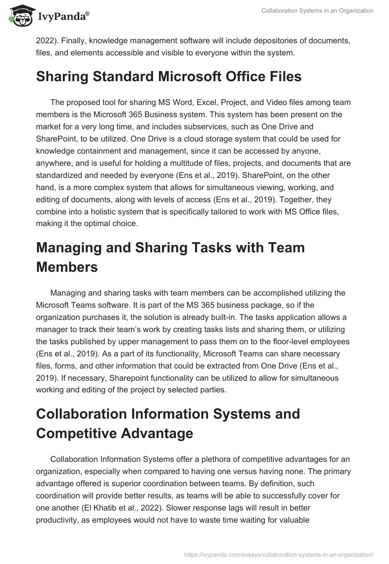 Collaboration Systems in an Organization. Page 2