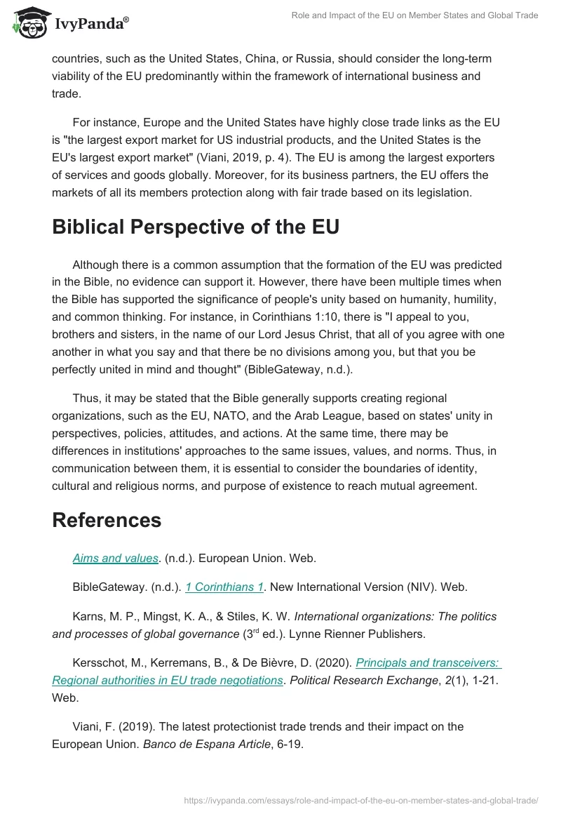 Role and Impact of the EU on Member States and Global Trade. Page 2