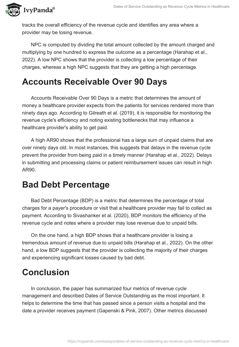 Dates of Service Outstanding as Revenue Cycle Metrics in Healthcare. Page 2