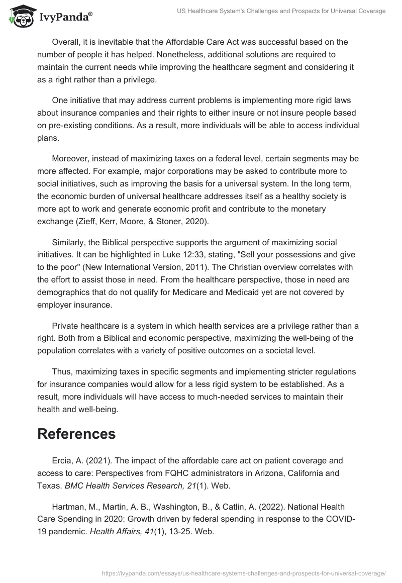 US Healthcare System's Challenges and Prospects for Universal Coverage. Page 2